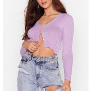 Nasty Gal Cropped Ribbed Sweater